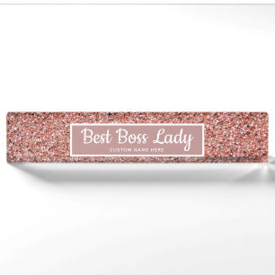 Personalized Boss Lady Rose Gold Glitter Chic  Nameplate