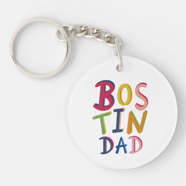 Personalized Bostin Dad Black Country Key Ring (Front)