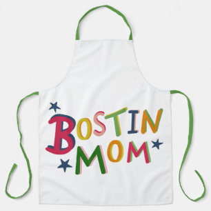 Personalized Bostin Mom Black Country Apron
