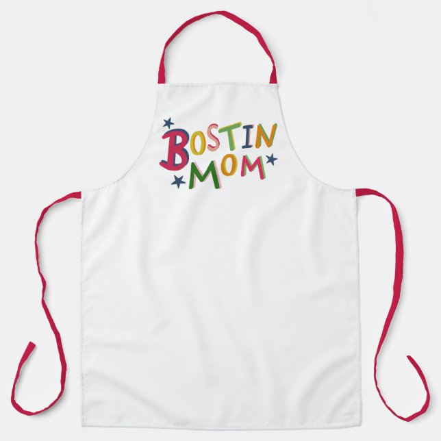 Personalized Bostin Mom Black Country Apron (Front)