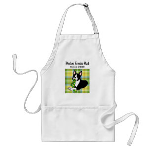 Personalized Boston Terrier Daddy 1 Plaid Standard Apron