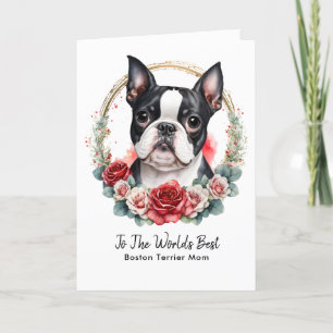  Personalized Boston Terrier Dog Mom Mother's Day Holiday Card