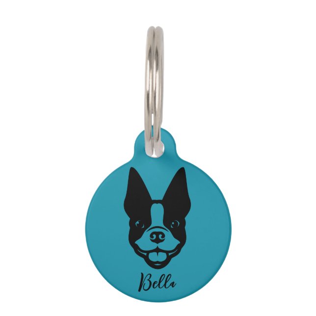 Personalized Boston Terrier Round Pet Tag (Front)