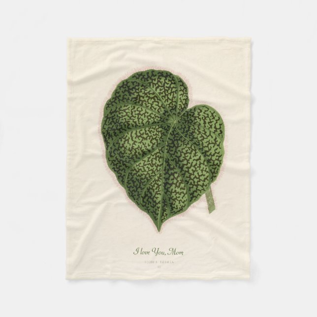 Personalized Botanic Mom Gift Fleece Blanket (Front)
