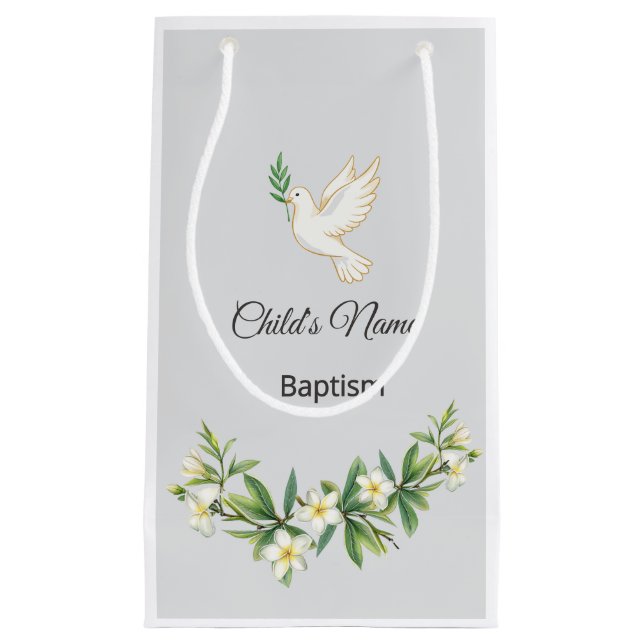 Personalized Botanical Baptism Gift Bag (Front)