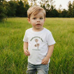 Personalized Botanical Bee Earthy Wildflowers Toddler T-shirt