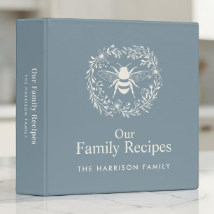 Personalized Botanical Bee Family Recipe Binder