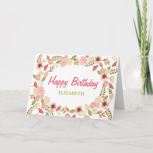 Personalized Botanical Birthday Card (Front)