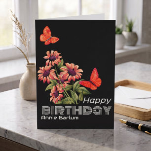 Personalized Botanical Butterfly Birthday Greeting Card