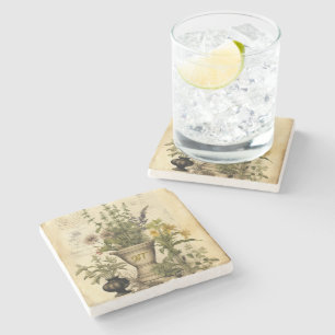Personalized Botanical Chic Herb Stone Coaster