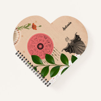 Personalized Botanical Colourful Fun Retro Heart Notebook