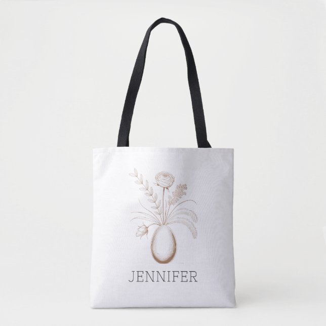 Personalized Botanical Easter Tote Bag  (Front)