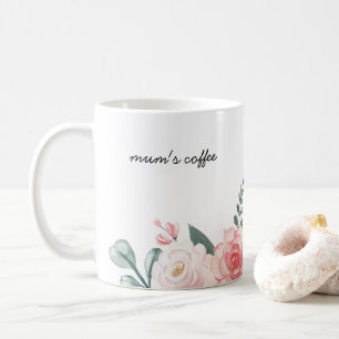 Personalized Botanical Floral Mug For Mom's coffee