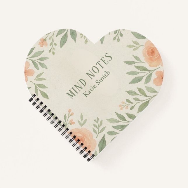 Personalized Botanical Floral Watercolor  Notebook (Front)