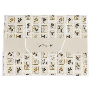 Personalized Botanical Herbs Tissue Paper Custom Large Gift Bag
