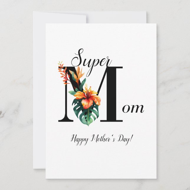 Personalized Botanical Monogram Super Mom (Front)