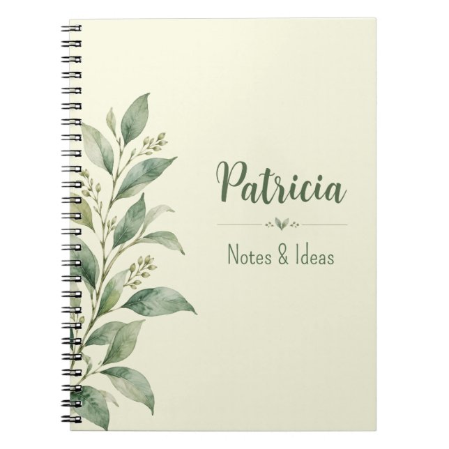 Personalized Botanical Notes & Ideas Notebook (Front)