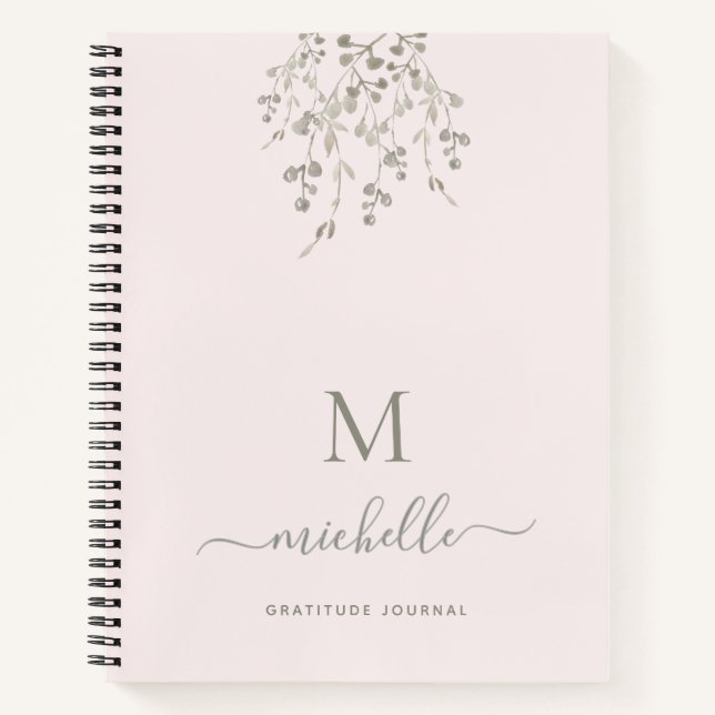 Personalized Botanical Pink Gratitude Journal (Front)