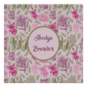 Personalized Botanical Pink Peony Eucalyptus  Poster