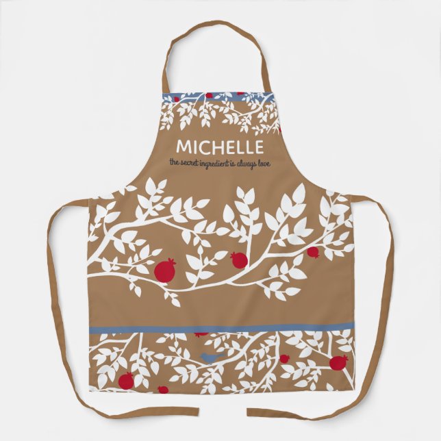Personalized Botanical Pomegranate Apron (Front)