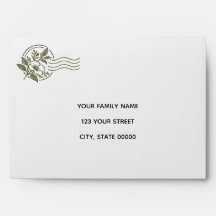 Personalized Botanical Return Address Linen Envelo