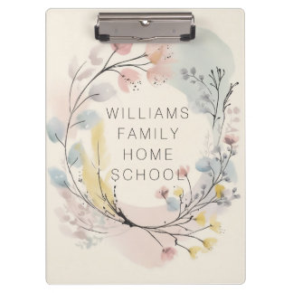 Personalized Botanical Watercolor Ink Art Clipboard
