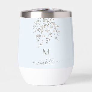 Personalized Botanical Watercolor Monogram Blue