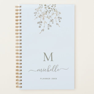 Personalized Botanical Watercolor Monogram Blue Planner