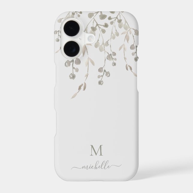 Personalized Botanical Watercolor Monogram Gray (Back)