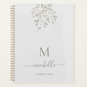 Personalized Botanical Watercolor Monogram Gray Planner