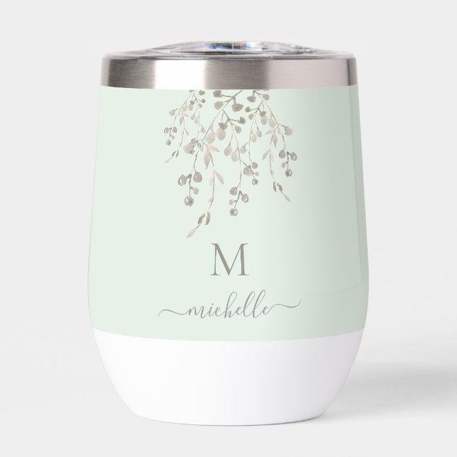 Personalized Botanical Watercolor Monogram Sage (Front)
