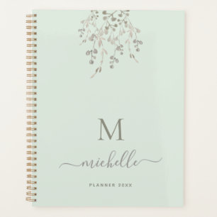 Personalized Botanical Watercolor Monogram Sage Planner