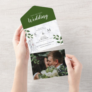 Personalized Botanical Wedding Photo Announcement