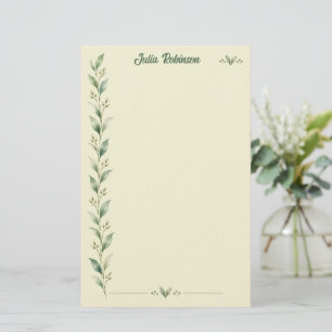 Personalized Botanical Zen Watercolor Stationery