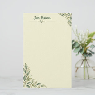 Personalized Botanical Zen Watercolor Stationery