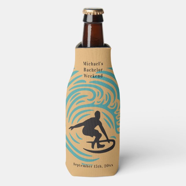Personalized Bottle Cooler Bachelor Surf Weekend (Bottle Front)