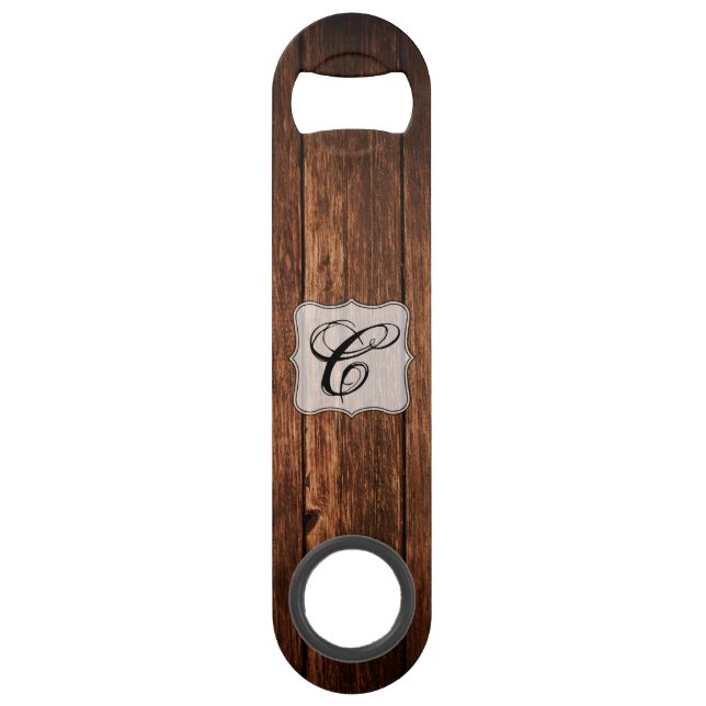 Personalized Bottle Opener Barn Wood Country Rusti Bar Key (Front)