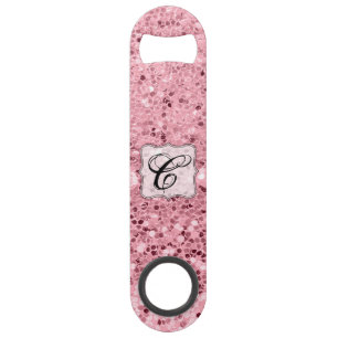 Personalized Bottle Opener Rose Gold Glitter Bar Key