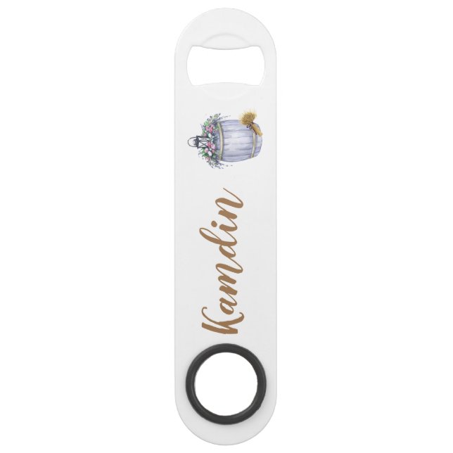 Personalized Bottle Opener Summer Country Wedding Bar Key (Front)