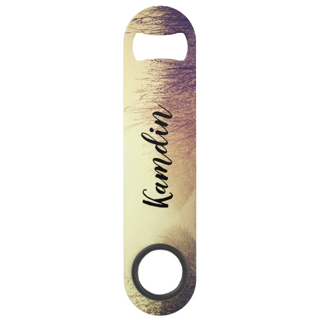Personalized Bottle Opener Sunrise Pathway Walkway Bar Key (Front)