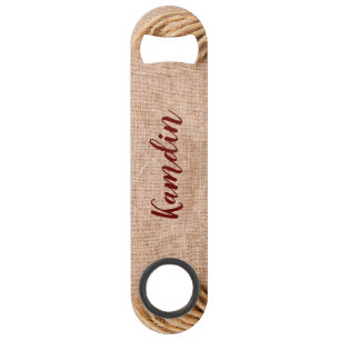 Personalized Bottle Opener Wheat on Burlap Sack Co Bar Key