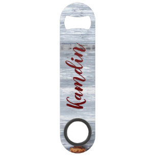 Personalized Bottle Opener White Wash Wood Barn Do Bar Key