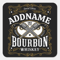 Personalized Bourbon Vintage Guns Whiskey Label