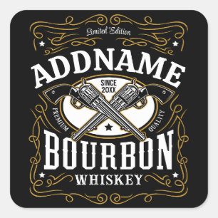 Personalized Bourbon Vintage Guns Whiskey Label