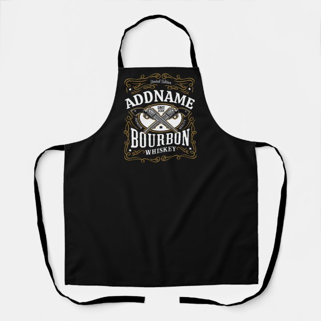 Personalized Bourbon Vintage Guns Whiskey Label Apron (Front)
