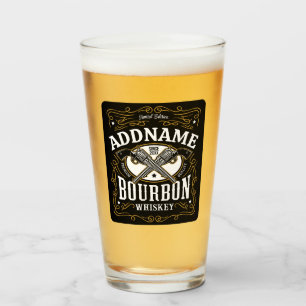 Personalized Bourbon Vintage Guns Whiskey Label Glass