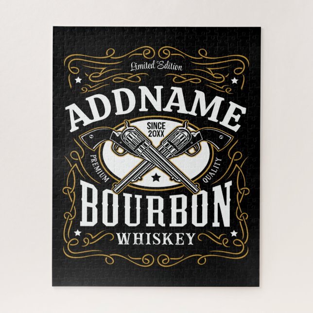 Personalized Bourbon Vintage Guns Whiskey Label Jigsaw Puzzle (Vertical)