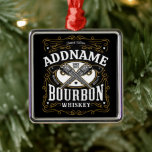 Personalized Bourbon Vintage Guns Whiskey Label Metal Ornament<br><div class="desc">Old Whiskey Label Personalized Vintage Revolvers Gun Bourbon Liquor Bar design...   Customize with your Name or Custom Text!</div>
