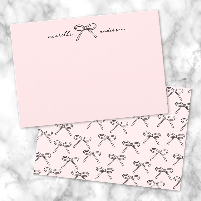 Personalized Bow Name Card (Personalized Bow Name Note Card )