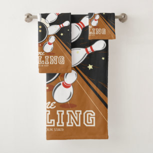 Personalized Bowler Strike Bowling Lanes Ball Pins Bath Towel Set